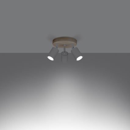 Spotlampe VERDO 3xGU10/10W/230V hvid/bøg