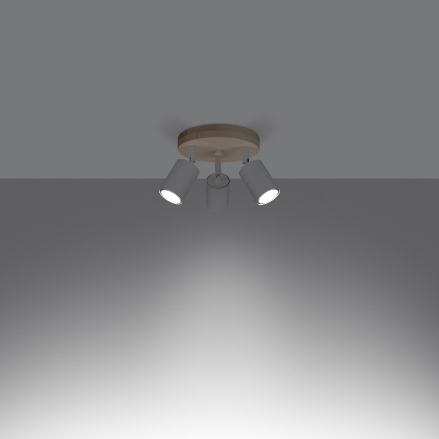 Spotlampe VERDO 3xGU10/10W/230V hvid/bøg