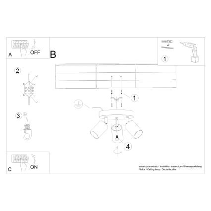 Spotlampe VERDO 3xGU10/10W/230V hvid/bøg