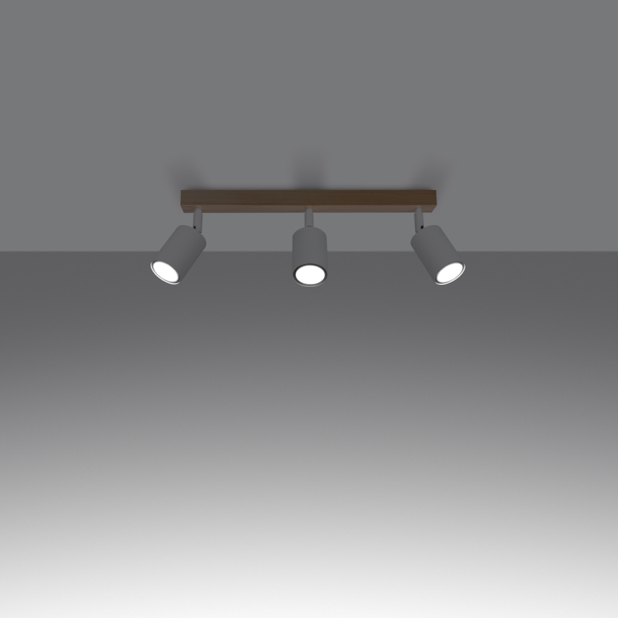 Spotlampe VERDO 3xGU10/10W/230V hvid/bøg