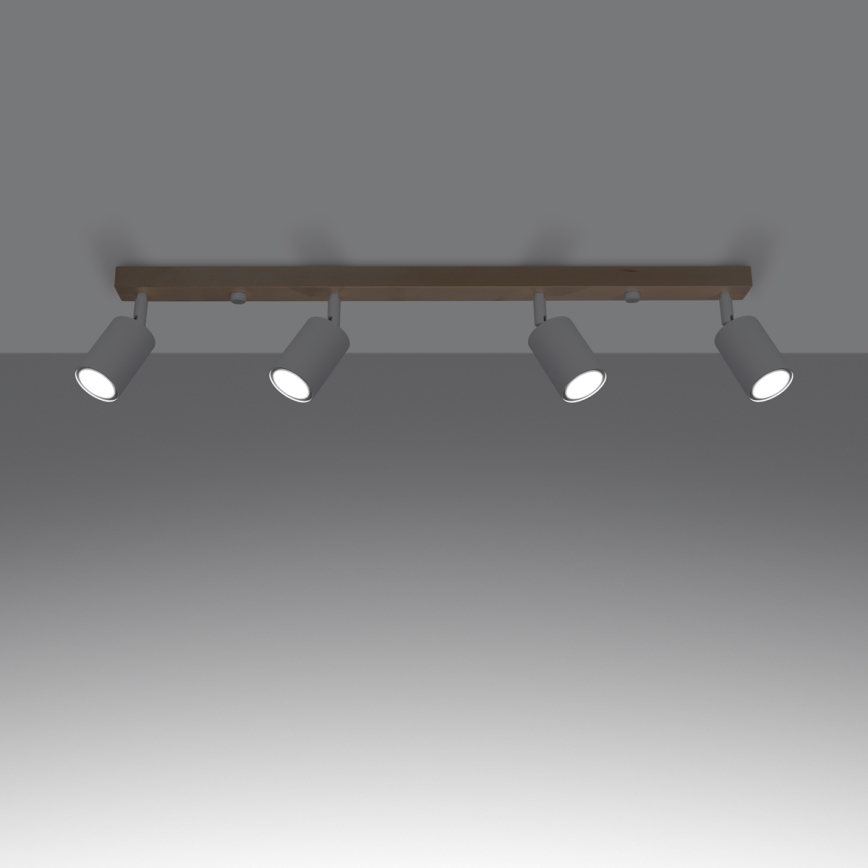 Spotlampe VERDO 4xGU10/10W/230V hvid/bøg