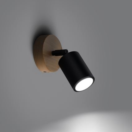 Vægspot VERDO 1xGU10/10W/230V sort/bøg