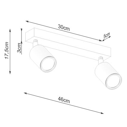 Spotlampe VERDO 2xGU10/10W/230V sort/bøg