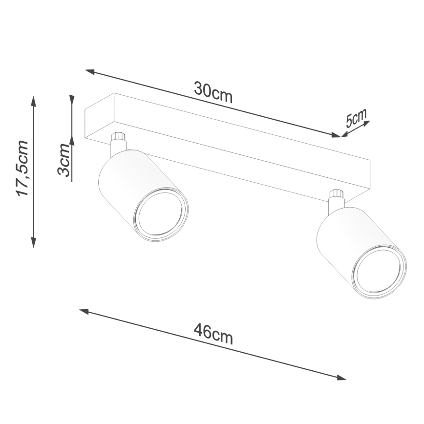 Spotlampe VERDO 2xGU10/10W/230V sort/bøg