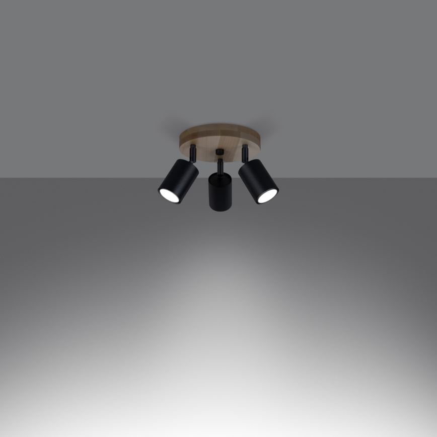 Spotlampe VERDO 3xGU10/10W/230V sort/bøg