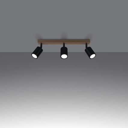 Spotlampe VERDO 3xGU10/10W/230V sort/bøg