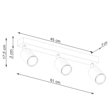 Spotlampe VERDO 3xGU10/10W/230V sort/bøg