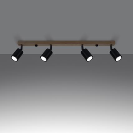 Spotlampe VERDO 4xGU10/10W/230V sort/bøg