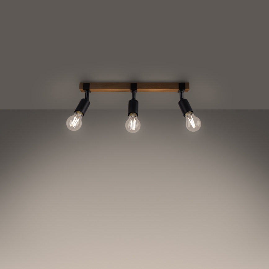 Spotlampe ZUCA 3xE27/15W/230V sort/eg