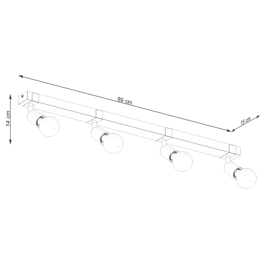 Spotlampe ZUCA 4xE27/15W/230V sort/eg