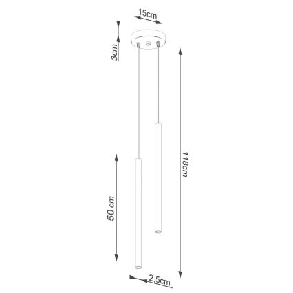 Pendel PASTELO 2xG9/8W/230V sort