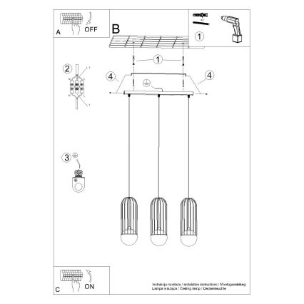 Pendel BRINA 3xG9/8W/230V sort