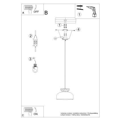 Pendel MARION 1xE27/15W/230V diameter 29,5 cm sort