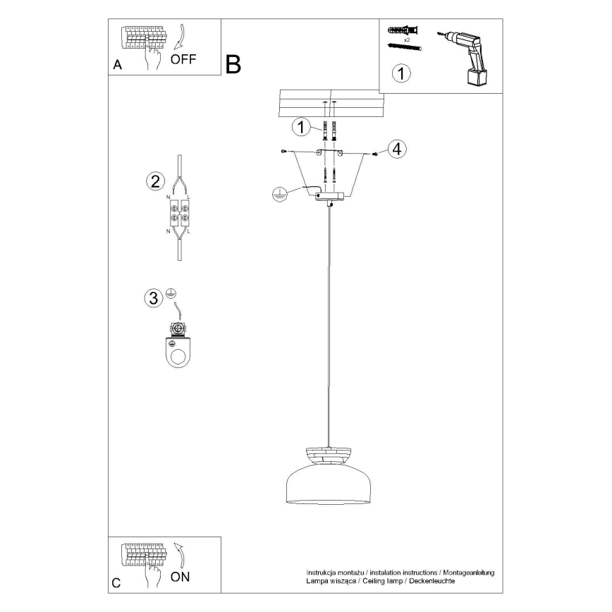 Pendel MARION 1xE27/15W/230V diameter 29,5 cm sort