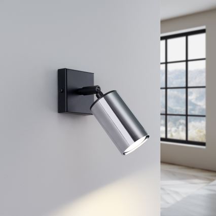 Vægspot WINX 1xGU10/10W/230V sort/skinnende krom