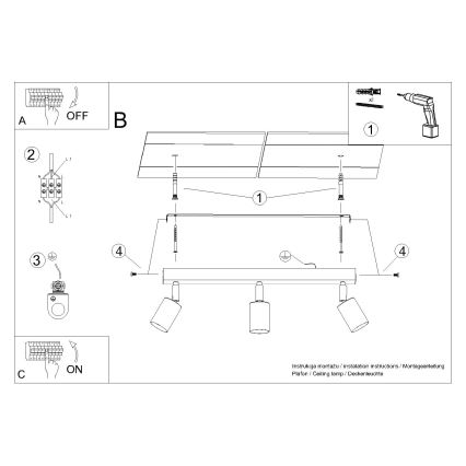 Spotlampe WINX 3xGU10/10W/230V sort/skinnende krom