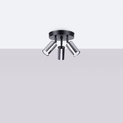 Spotlampe WINX 3xGU10/10W/230V sort/skinnende krom