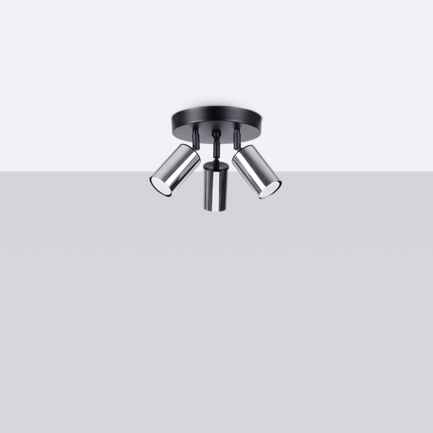 Spotlampe WINX 3xGU10/10W/230V sort/skinnende krom