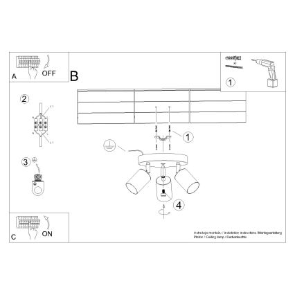 Spotlampe WINX 3xGU10/10W/230V sort/skinnende krom