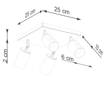 Spotlampe WINX 4xGU10/10W/230V sort/skinnende krom