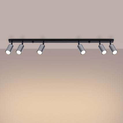 Spotlampe WINX 6xGU10/10W/230V sort/skinnende krom