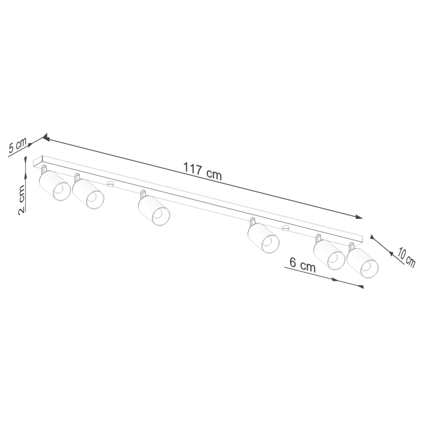 Spotlampe WINX 6xGU10/10W/230V sort/skinnende krom