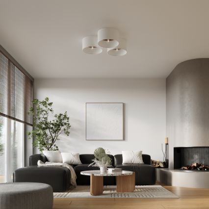 Loftlampe TELESTO 1xE27/15W/230V diameter 35 cm hvid/brun