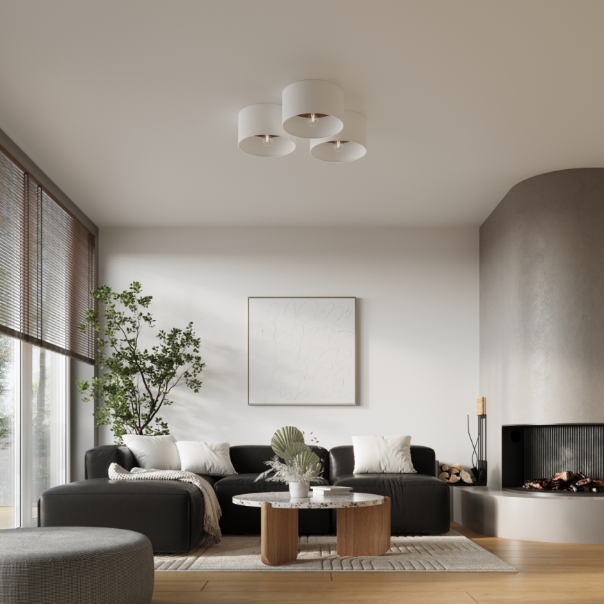 Loftlampe TELESTO 1xE27/15W/230V diameter 35 cm hvid/brun