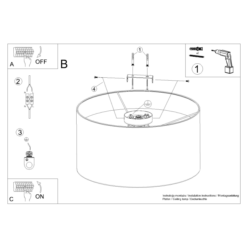 Loftlampe TELESTO 1xE27/15W/230V diameter 35 cm hvid/brun