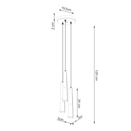 Pendel PRYSM 3xG9/8W/230V sort