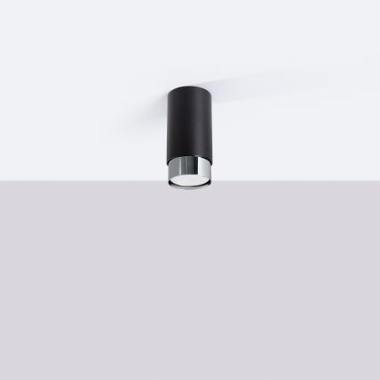 Spotlampe NERO 1xGU10/10W/230V 12,5 cm sort/skinnende krom
