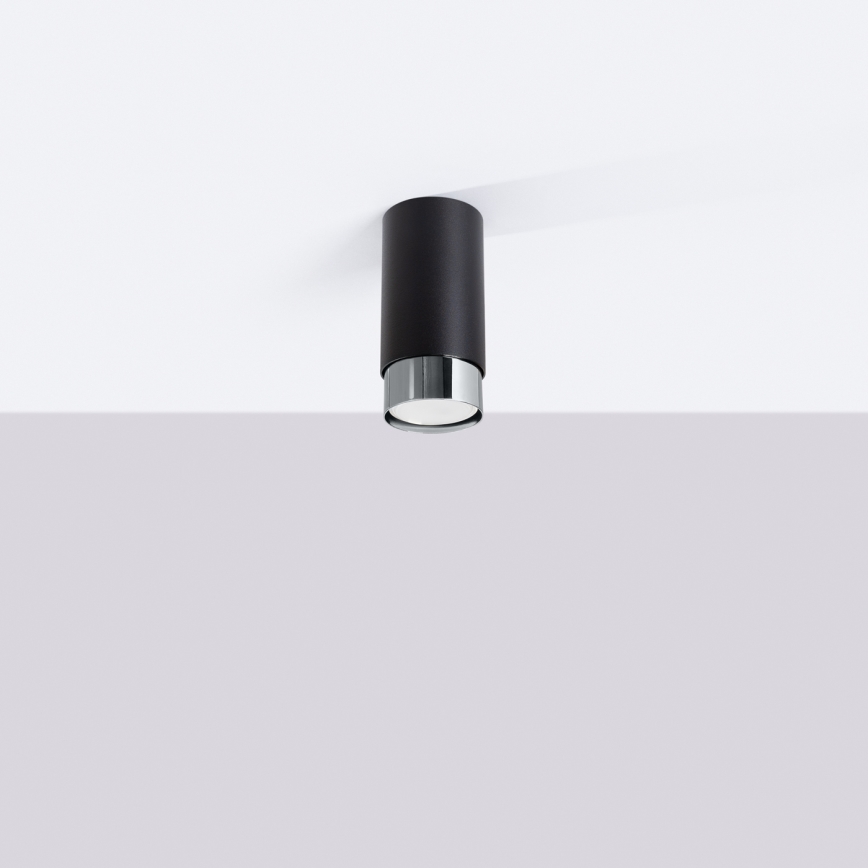 Spotlampe NERO 1xGU10/10W/230V 12,5 cm sort/skinnende krom