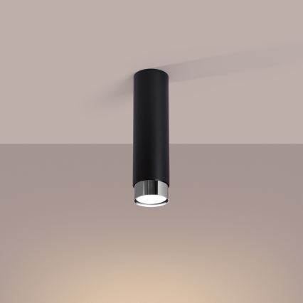 Spotlampe NERO 1xGU10/10W/230V 22,5 cm sort/skinnende krom