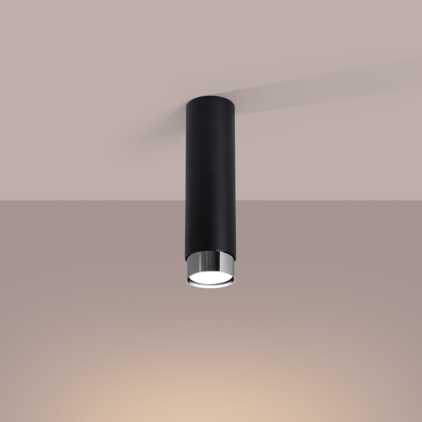 Spotlampe NERO 1xGU10/10W/230V 22,5 cm sort/skinnende krom