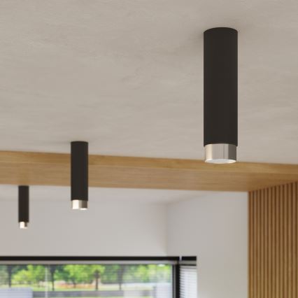 Spotlampe NERO 1xGU10/10W/230V 22,5 cm sort/skinnende krom