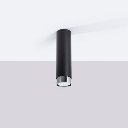 Spotlampe NERO 1xGU10/10W/230V 22,5 cm sort/skinnende krom