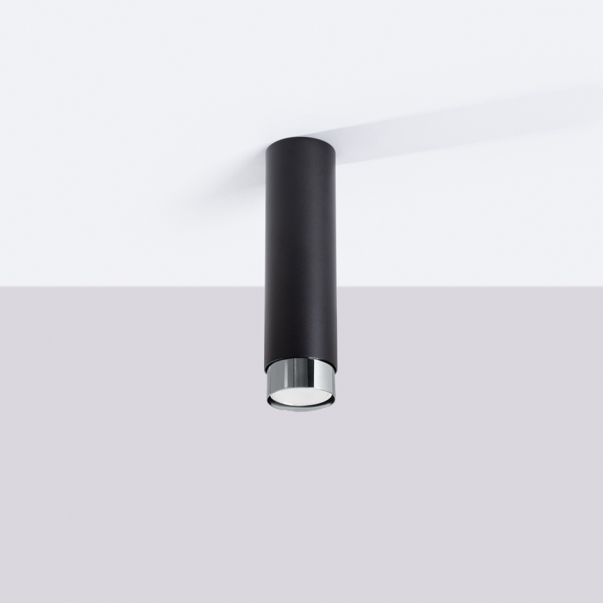 Spotlampe NERO 1xGU10/10W/230V 22,5 cm sort/skinnende krom