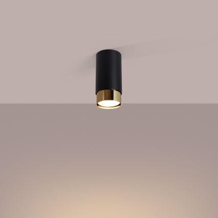 Spotlampe NERO 1xGU10/10W/230V 12,5 cm sort/guldfarvet