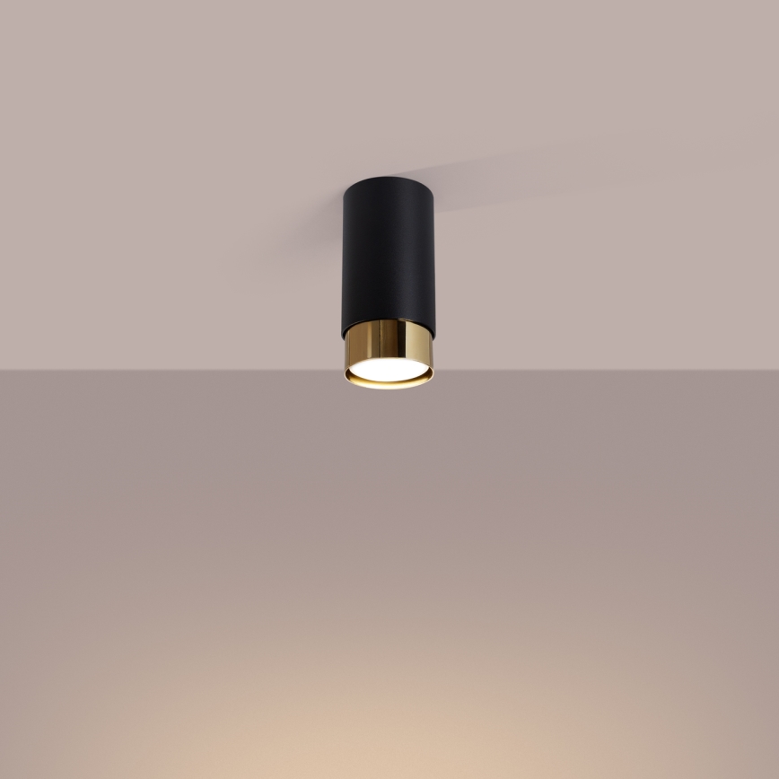 Spotlampe NERO 1xGU10/10W/230V 12,5 cm sort/guldfarvet