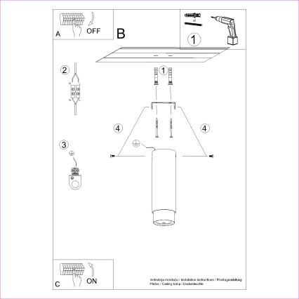 Spotlampe NERO 1xGU10/10W/230V 22,5 cm sort/guldfarvet