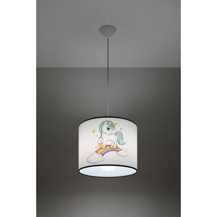 Pendellampe til børn UNICORN 1xE27/15W/230V diameter 30 cm enhjørning