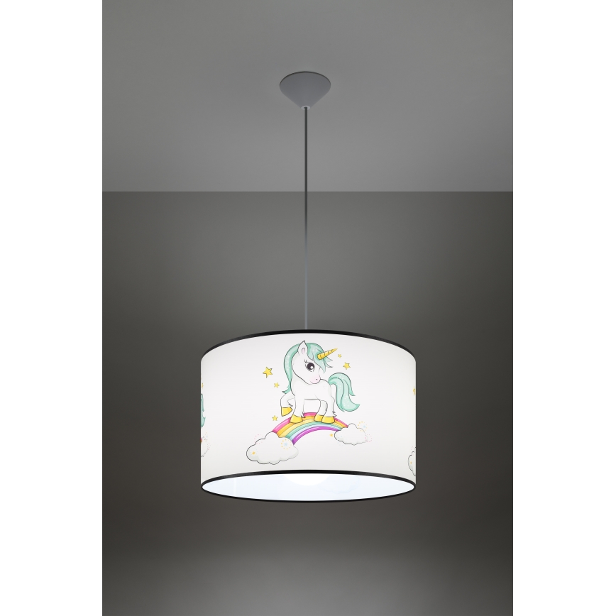 Pendellampe til børn UNICORN 1xE27/15W/230V diameter 40 cm enhjørning