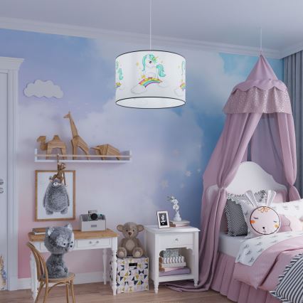 Pendellampe til børn UNICORN 1xE27/15W/230V diameter 40 cm enhjørning