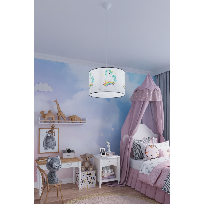 Pendellampe til børn UNICORN 1xE27/15W/230V diameter 40 cm enhjørning
