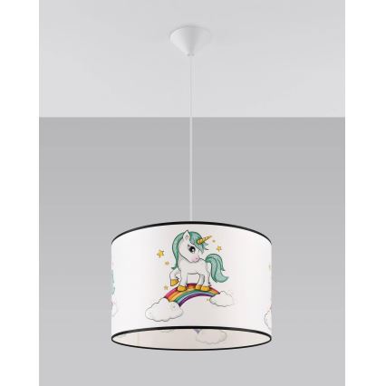 Pendellampe til børn UNICORN 1xE27/15W/230V diameter 40 cm enhjørning