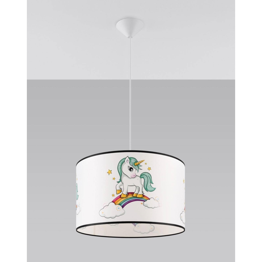 Pendellampe til børn UNICORN 1xE27/15W/230V diameter 40 cm enhjørning