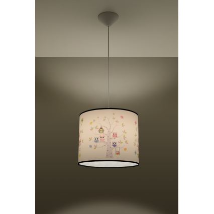 Pendellampe til børn OWLS 1xE27/15W/230V diameter 40 cm ugler