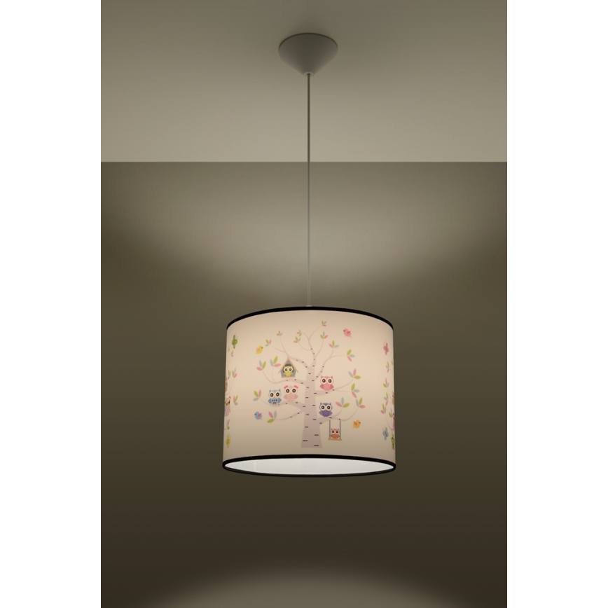 Pendellampe til børn OWLS 1xE27/15W/230V diameter 40 cm ugler