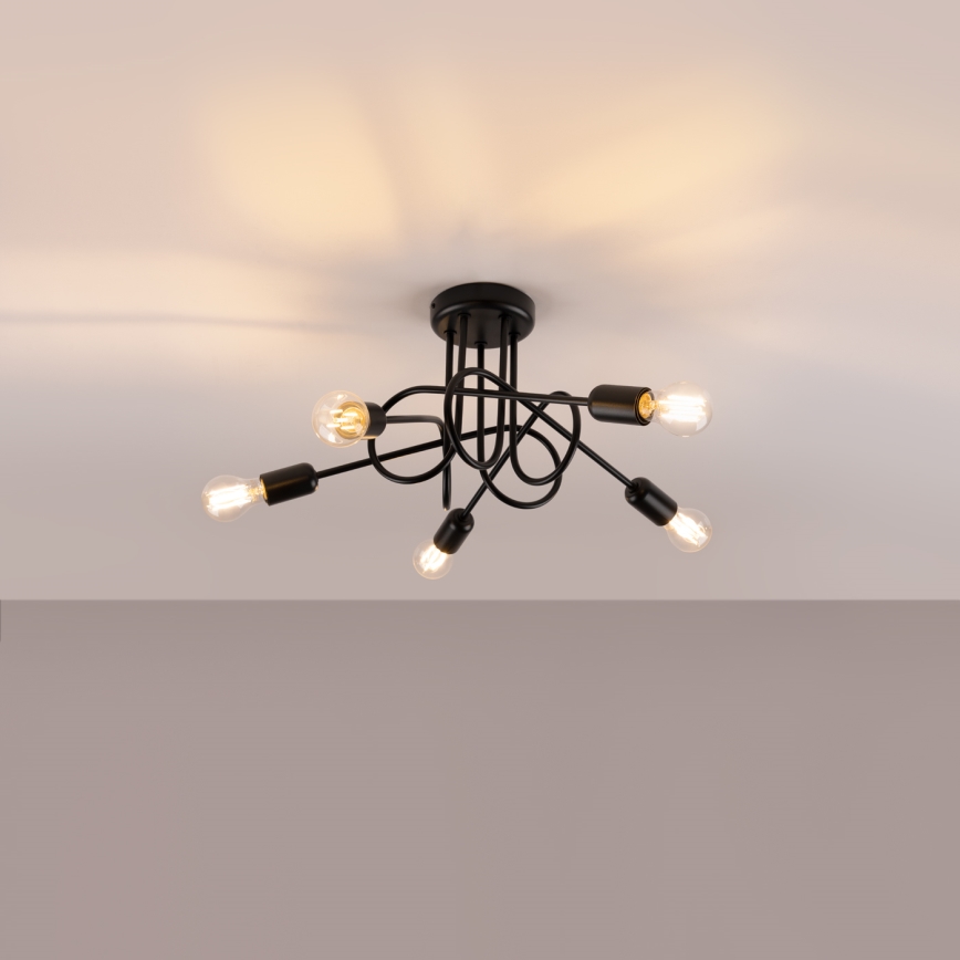 Loftlampe LOOP 5xE27/15W/230V sort