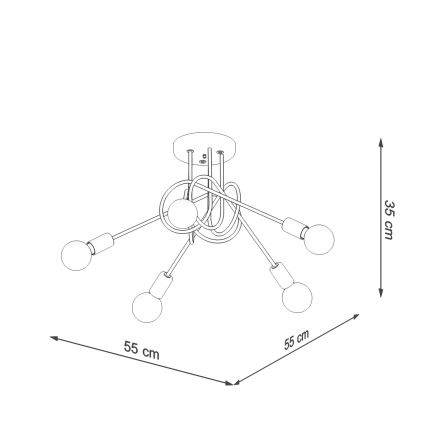 Loftlampe LOOP 5xE27/15W/230V sort
